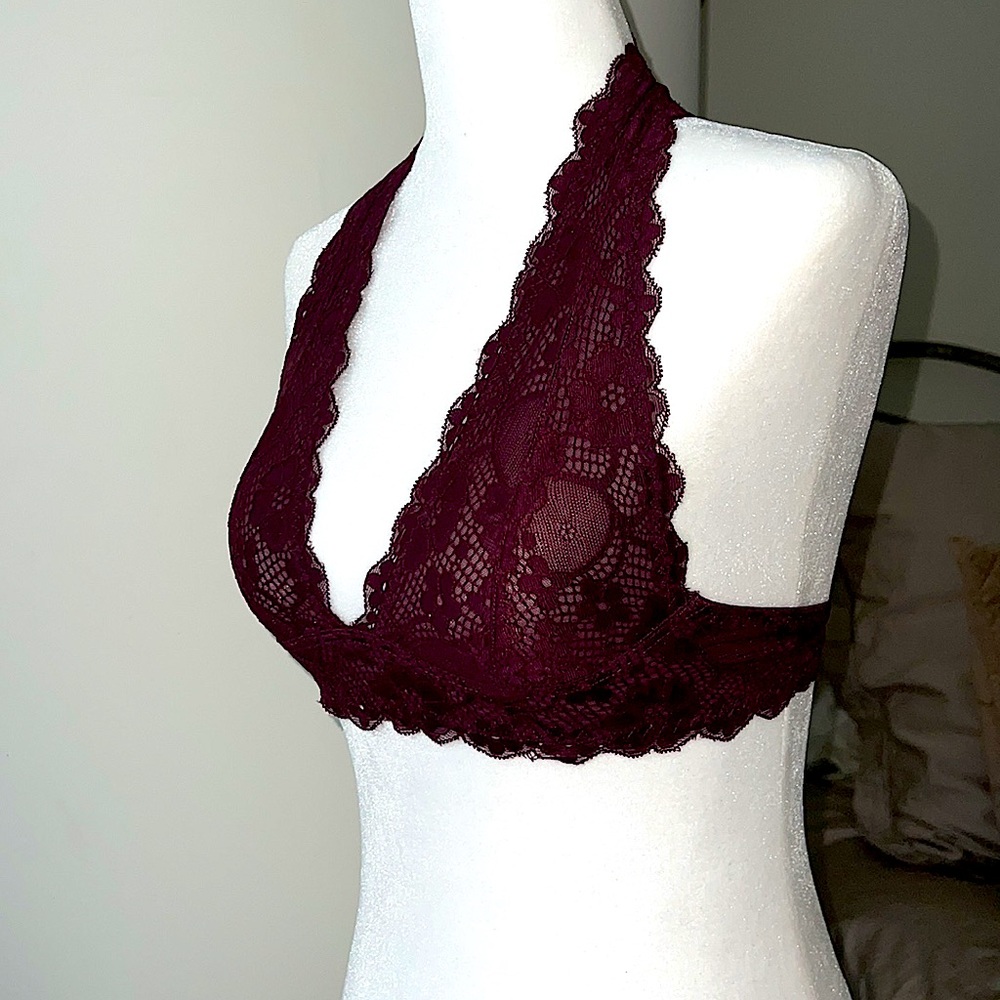 Free People Galloon Floral Lace Halter Bralette - Picture 3 of 9